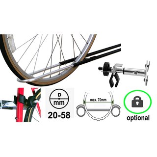Fahrradtrger Paulchen - Schiene 4010 - fr das 1. Rad - max. Rahmenstrke 27-80mm - max. Reifenbreite 70mm - optional abschliebar