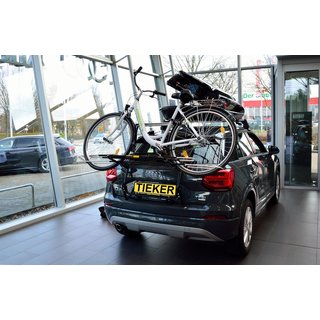 Paulchen Fahrradhecktrger - Audi Q2 Typ GA 06/2016- - Trgersystem Tieflader - Schienen sind anklappbar - abnehmbar - Kofferraum kann geffnet werden (unbeladen)