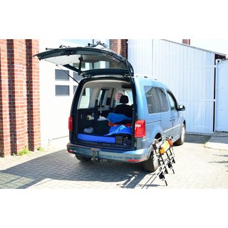 Heckklappentraeger - VW Caddy IV Chromleiste - Tieflader inkl. Zusatzbeleuchtung - tiefe Ladekante - Schienen sind anklappbar verringerte Fahrzeuglnge