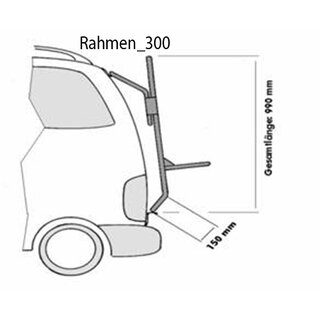 Artikelnummer 333 (Rahmen 300) ohne klappbaren Lastenrahmen bestehend aus senkrechten Trägergestell (gelb)