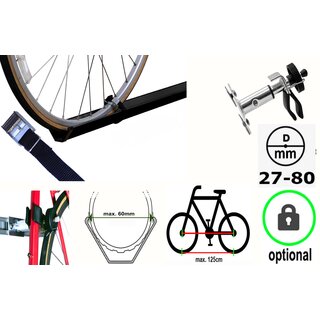 Fahrradträger Paulchen - Comfort Class Artikelnummer 6010 - Eine Fahrradschiene - 1 Fahrrad-Rahmenhalter für das Erste Fahrrad auf dem Heckträger - Rahmenstärke min. 27mm max. 80mm - Reifenstärke max. 60mm - optional um Diebstahlsicherung erweiterbar