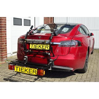 Fahrradheckträger Tesla Model S - Tiefader - Montage an der Kofferraumklappe ohne Bohren - keine AHK notwendig