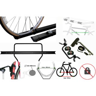 Paulchen System 1 Fahrradschiene Economy Class inkl. Rahmenhalter und Montagematerial - Erweiterung für das 3. Fahrrad auf dem Heckträger mit Vorbereitung für die 4. Schiene - Artikel: 5033