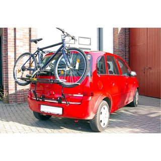 Fahrradträger Paulchen Opel Meriva A (Chromzierleiste u. Spoiler) ab 11/2005-05/2010 - Heckträger Montagekit (Artikel-Nr.:812115) + Trägersystem + Schienensystem